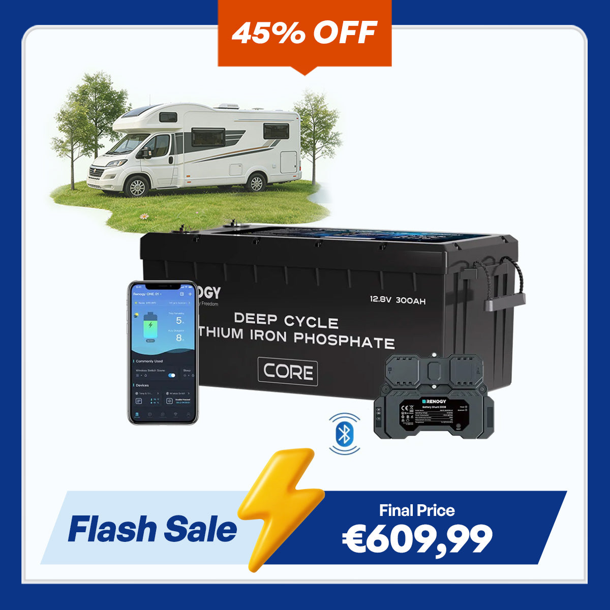 12V 300Ah Core Series Deep Cycle Lithium Iron Phosphate Battery w/Self-Heating New Version