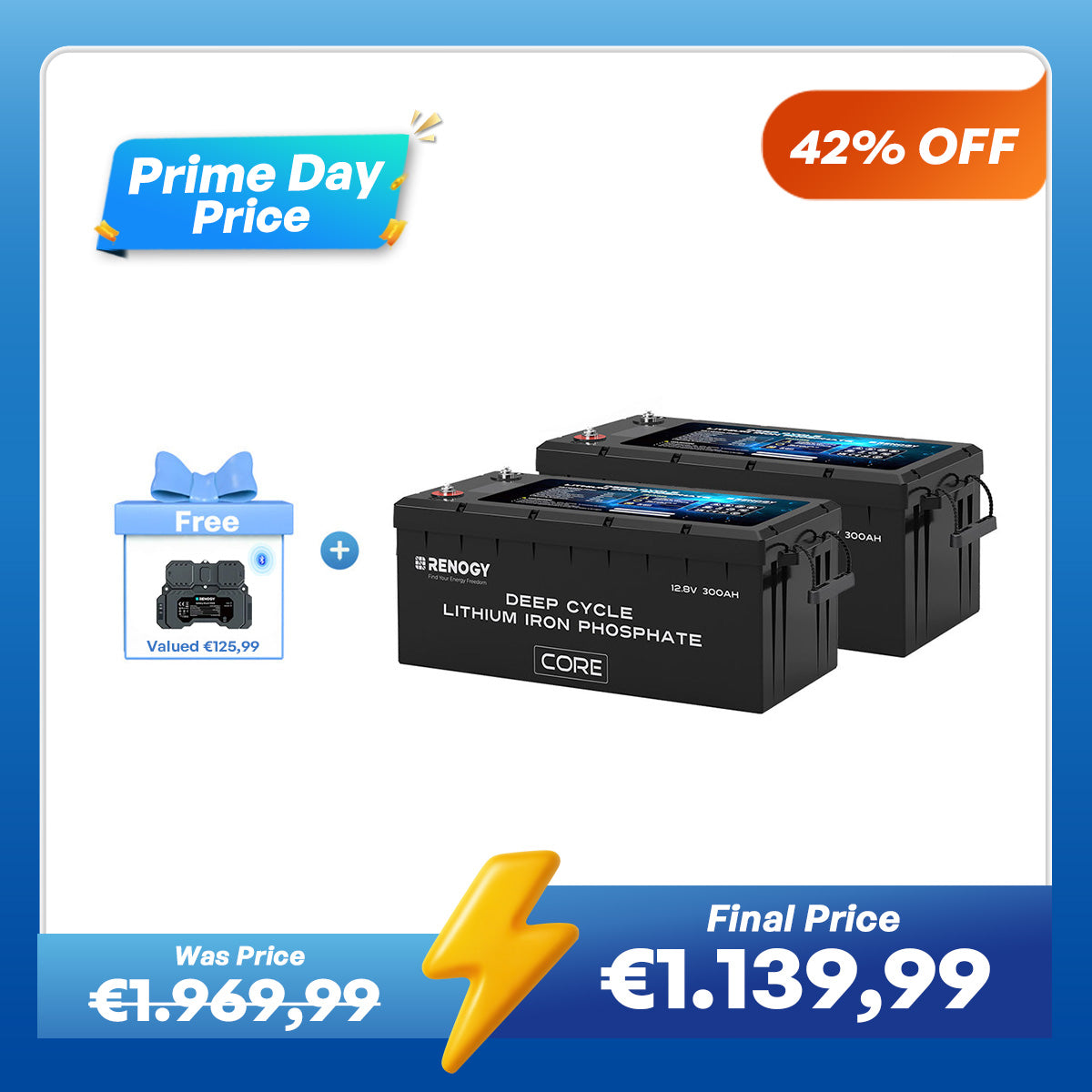 12V 300Ah Core Series Deep Cycle Lithium Iron Phosphate Battery w/Self-Heating New Version