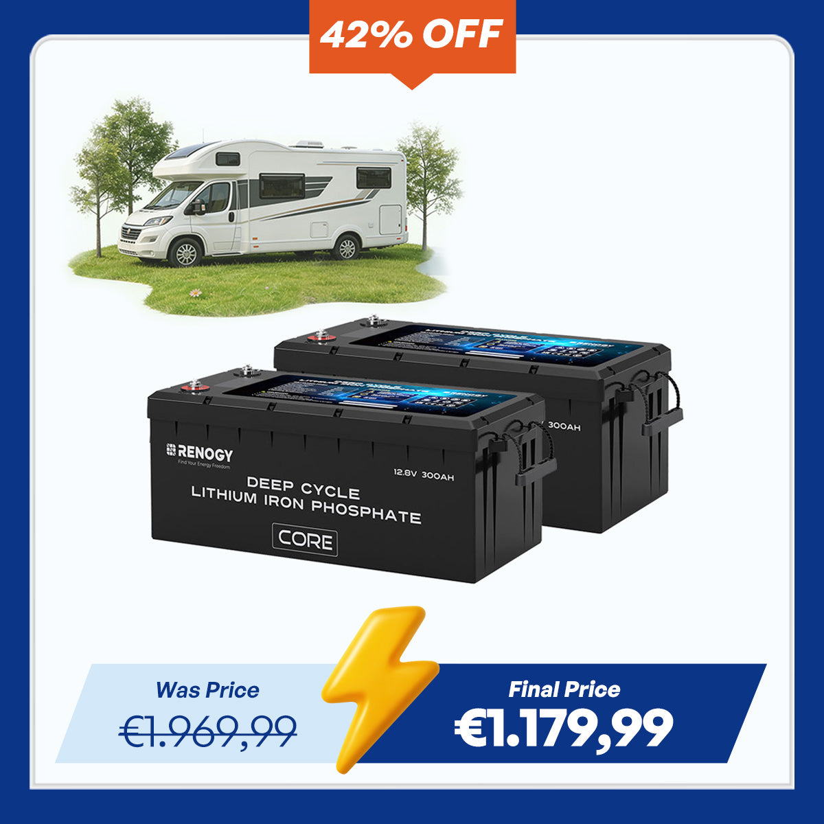 12V 300Ah Core Series Deep Cycle Lithium Iron Phosphate Battery w/Self-Heating New Version