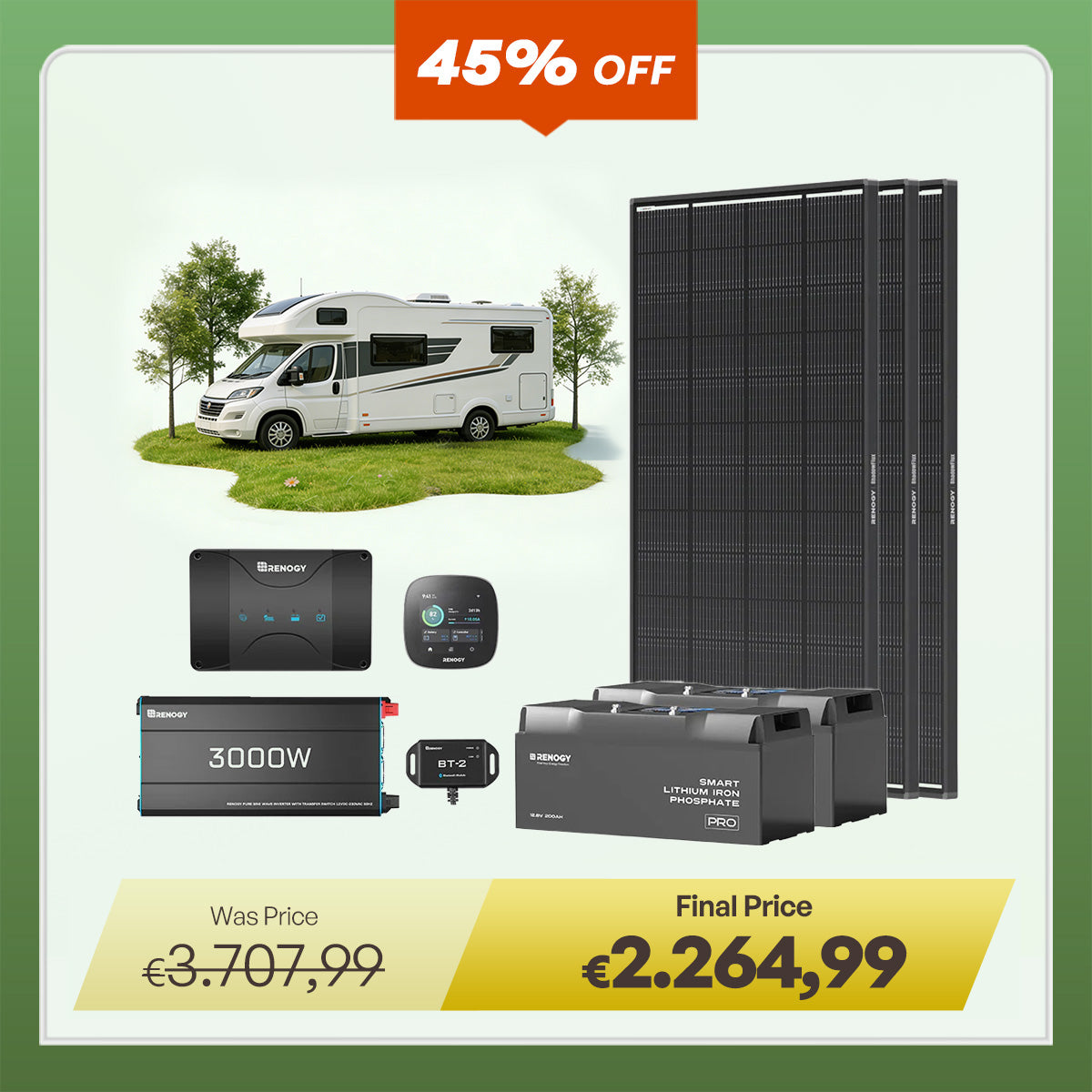 5,12Kwh Caravan Power System | 3000W inverter, 50A Battery Charger
