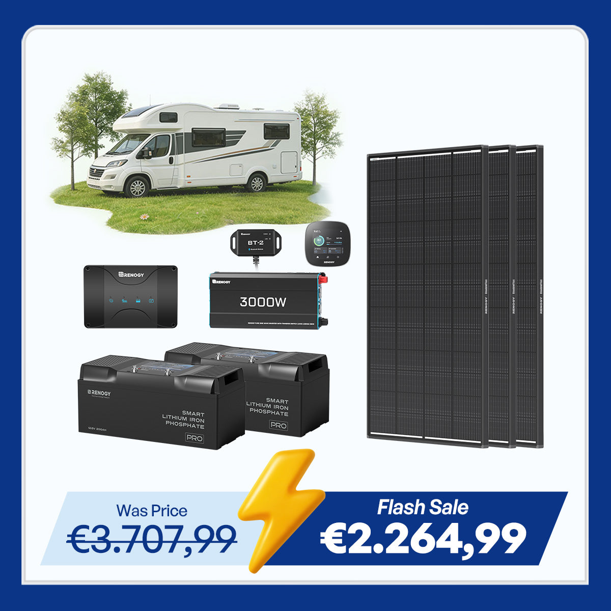 5,12Kwh Caravan Power System | 3000W inverter, 50A Battery Charger