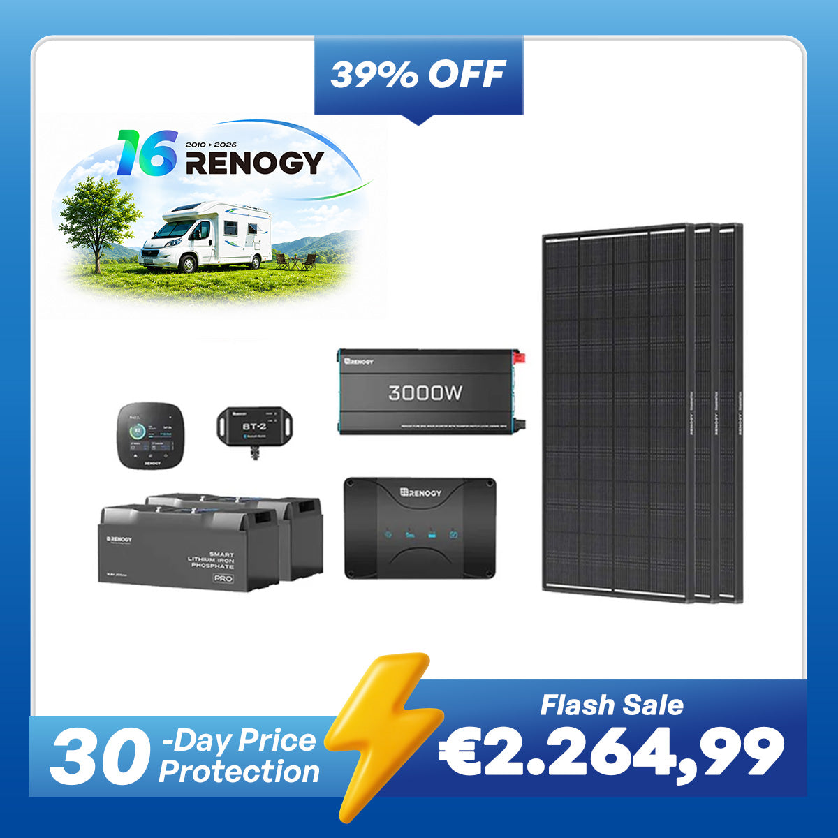 5,12Kwh Caravan Power System | 3000W inverter, 50A Battery Charger