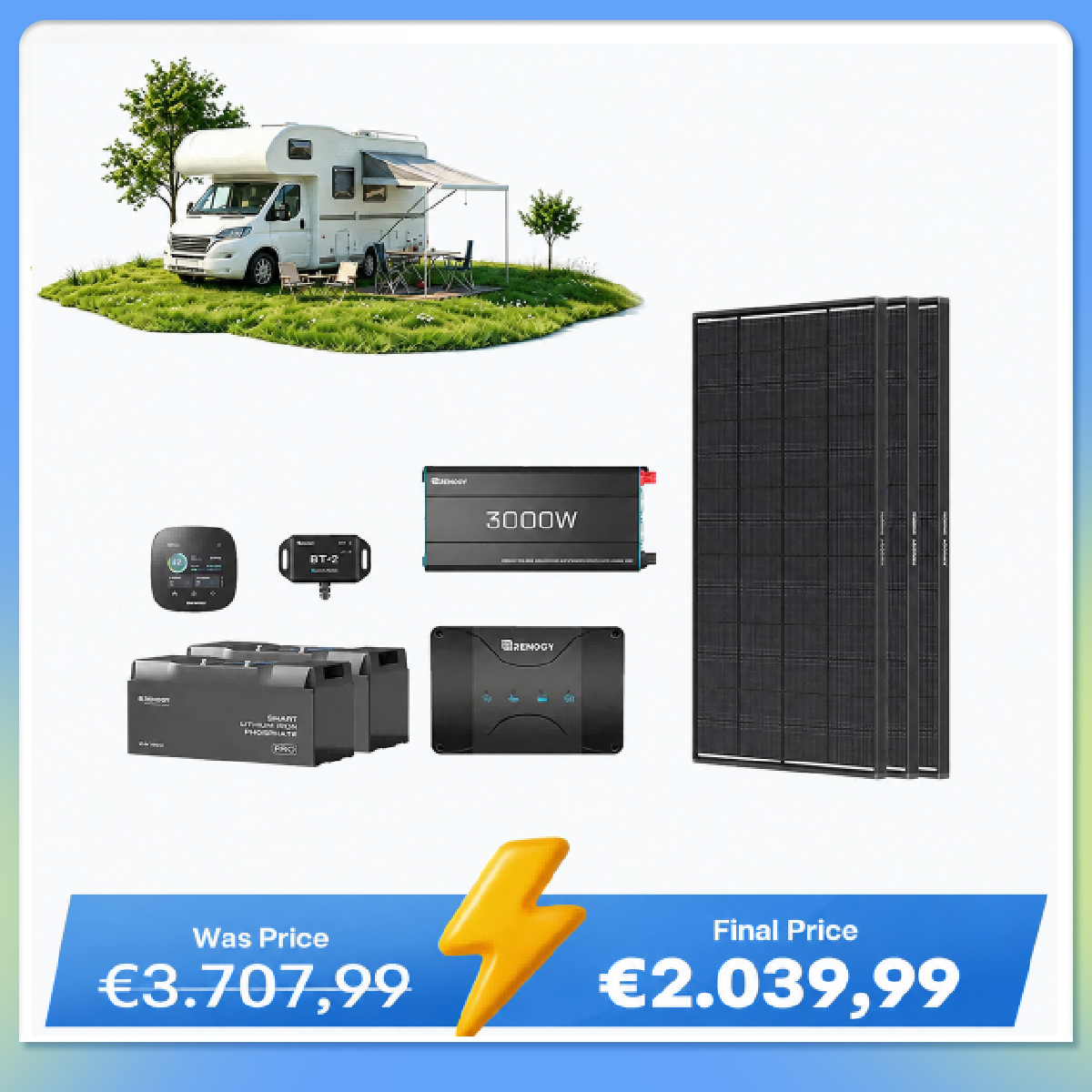 5,12Kwh Caravan Power System | 3000W inverter, 50A Battery Charger