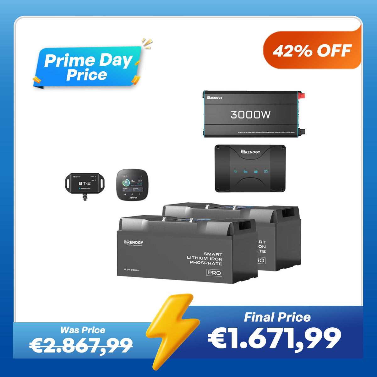5,12Kwh Caravan Power System | 3000W inverter, 50A Battery Charger