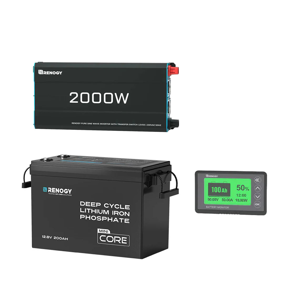 2.56kWh Caravan Power System | 2000W Inverter, 200Ah Lithium Battery