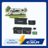 5,12kWh Caravan Power System | 3000W Inverter (EU Plug, 2-Pin), 200Ah Lithium Battery x2