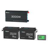 5,12kWh Caravan Power System | 3000W Inverter (EU Plug, 2-Pin), 200Ah Lithium Battery x2