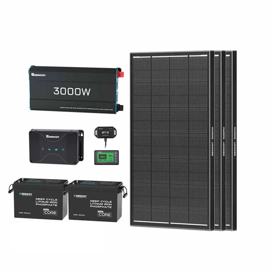 5,12kWh Caravan Power System | 3000W Inverter (EU Plug, 2-Pin), 200Ah Lithium Battery x2