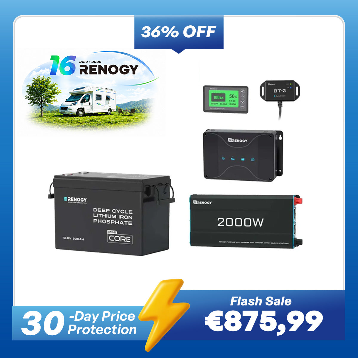 3,84Kwh Caravan Power System| 2000W Inverter, 50A Battery Charger