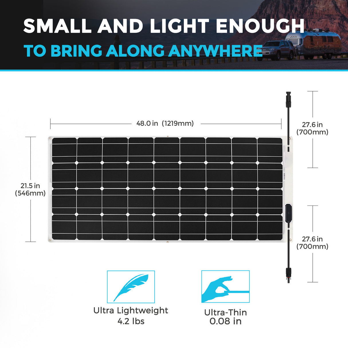 100 Watt 12 Volt Flexible Monocrystalline Solar Panel