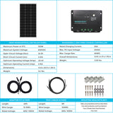 100 Watt 12 Volt Solar Starter Kit with 30A PWM Charge Controller