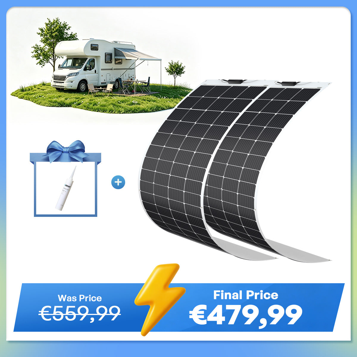 200 Watt 12 Volt Flexible Monocrystalline Solar Panel