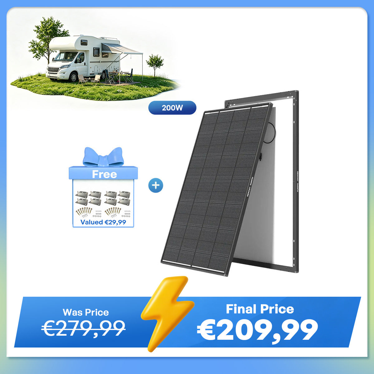 ShadowFlux 12V 200W Anti-Shading Solar Panel