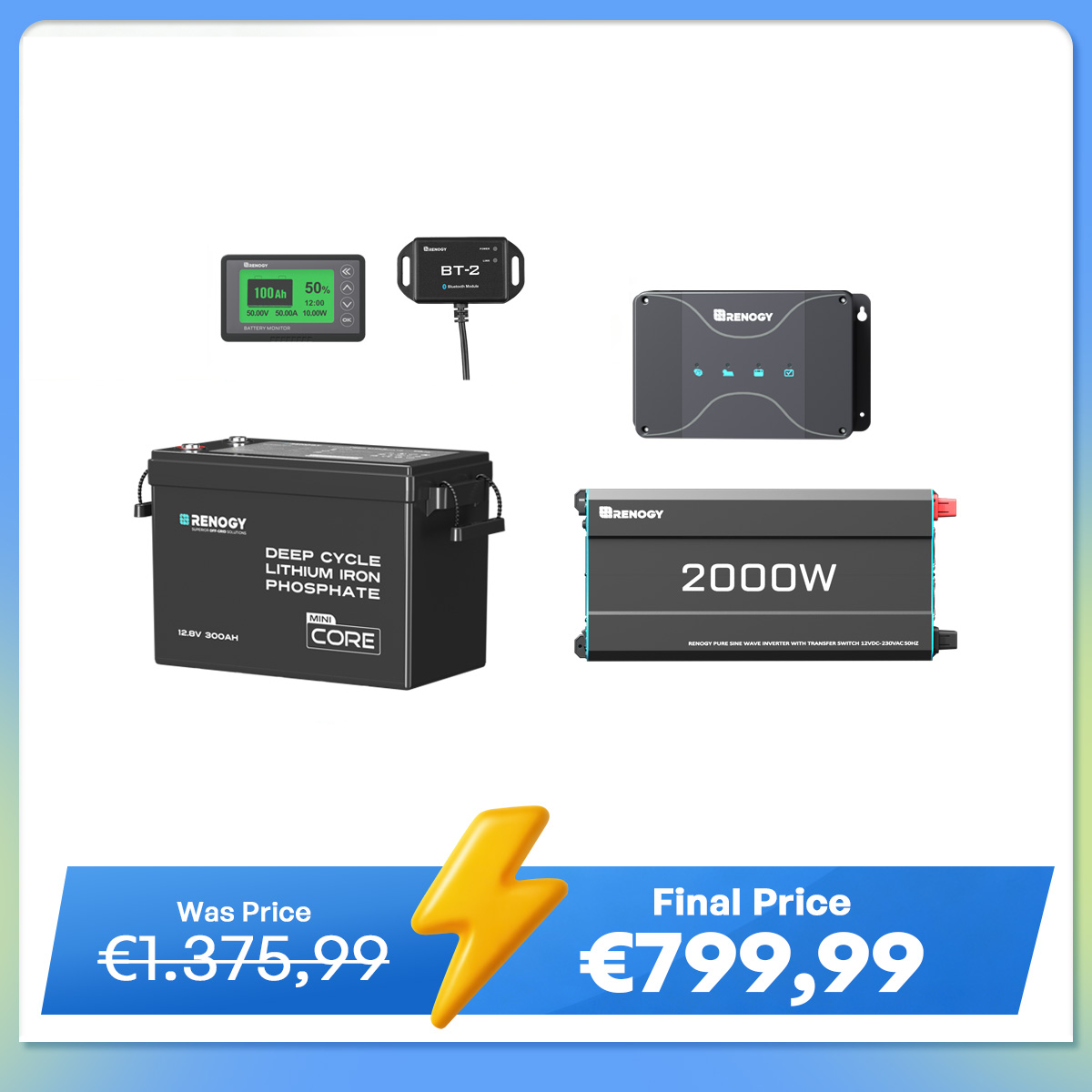 3,84Kwh Caravan Power System | 2000W Inverter, 50A Battery Charger