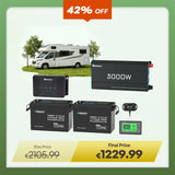 5,12kWh Caravan Power System | 3000W Inverter (EU Plug, 2-Pin), 200Ah Lithium Battery x2