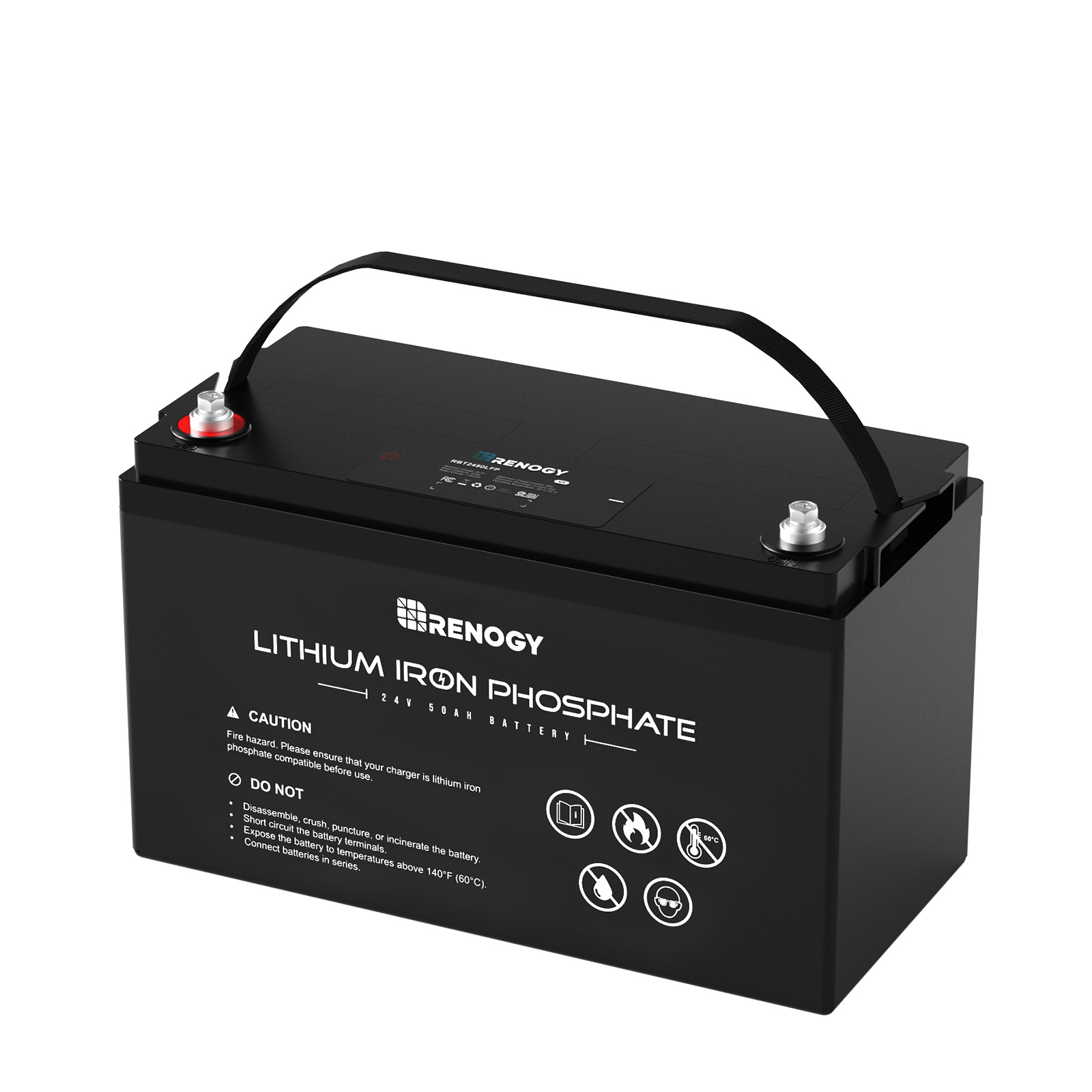 24V 50Ah Lithium Iron Phosphate Battery w/ Bluetooth